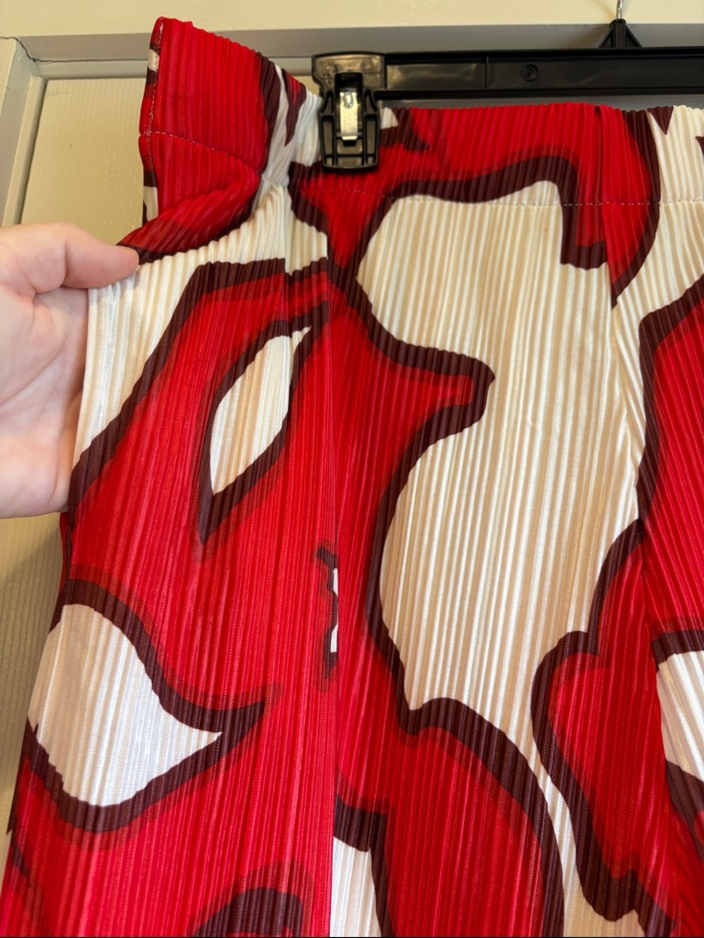 Nine West |  NWT Red & Cream Patterned Wide Leg Crop Pants High Rise Size XL - Picture 2 of 6